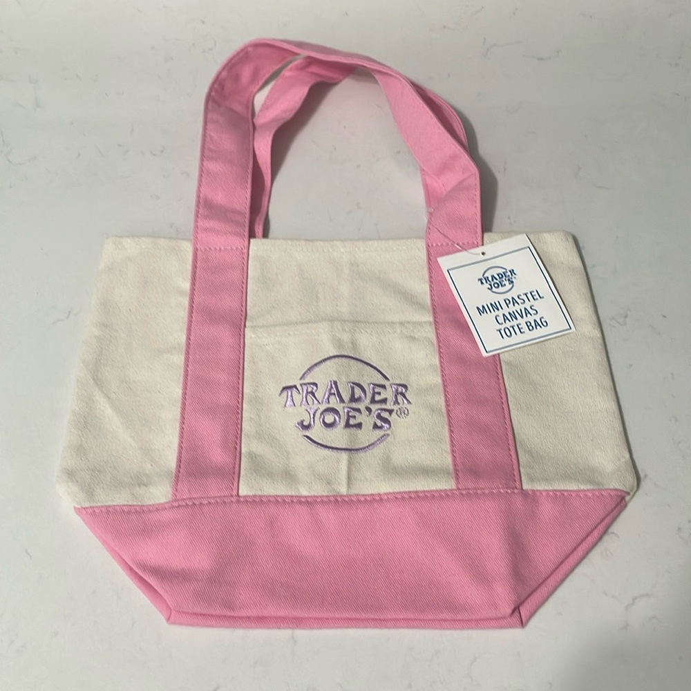 Trader Joe's Pastel Canvas Tote Bag - pink